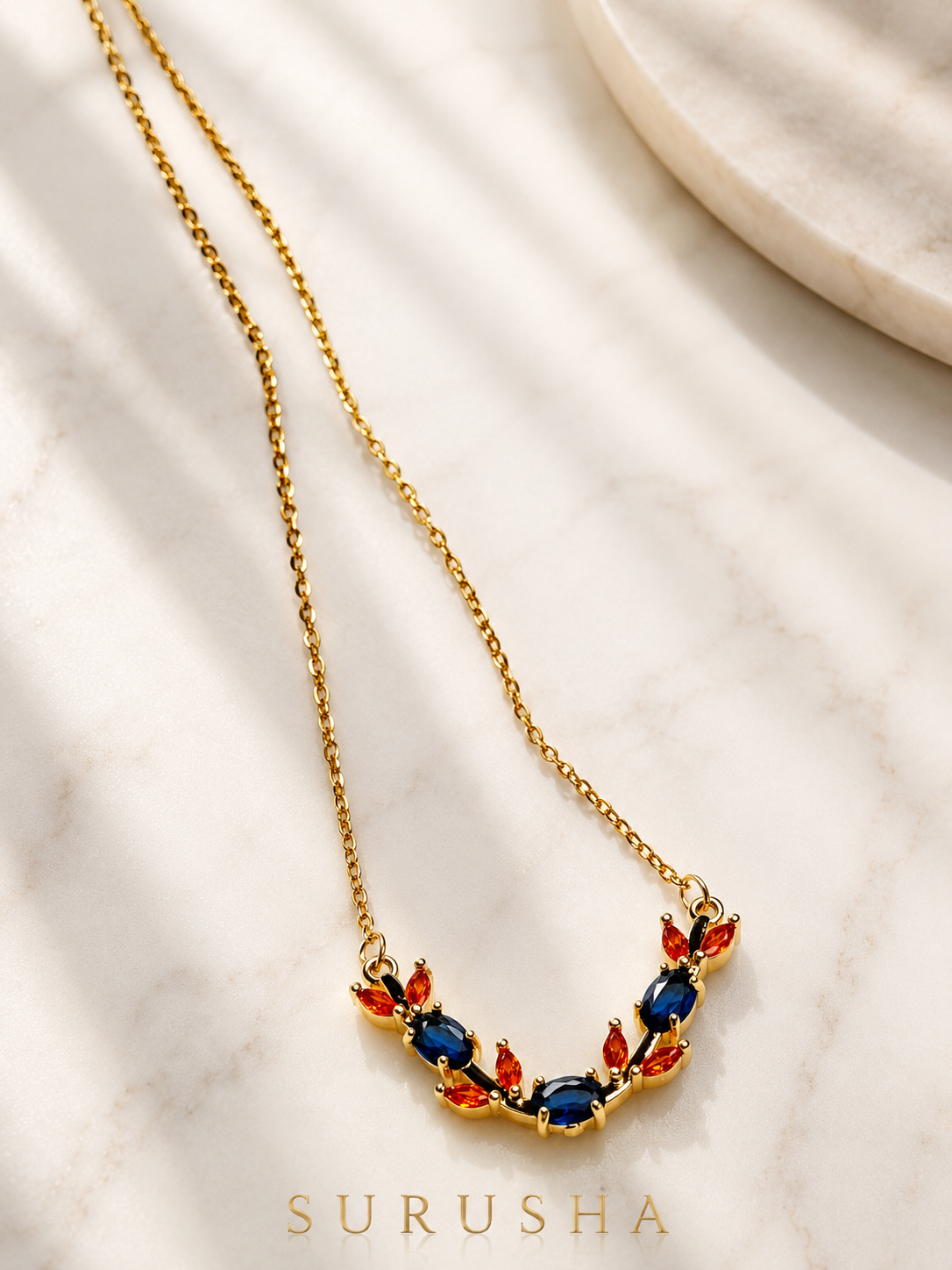 Royal Sapphire Floral Neckless
