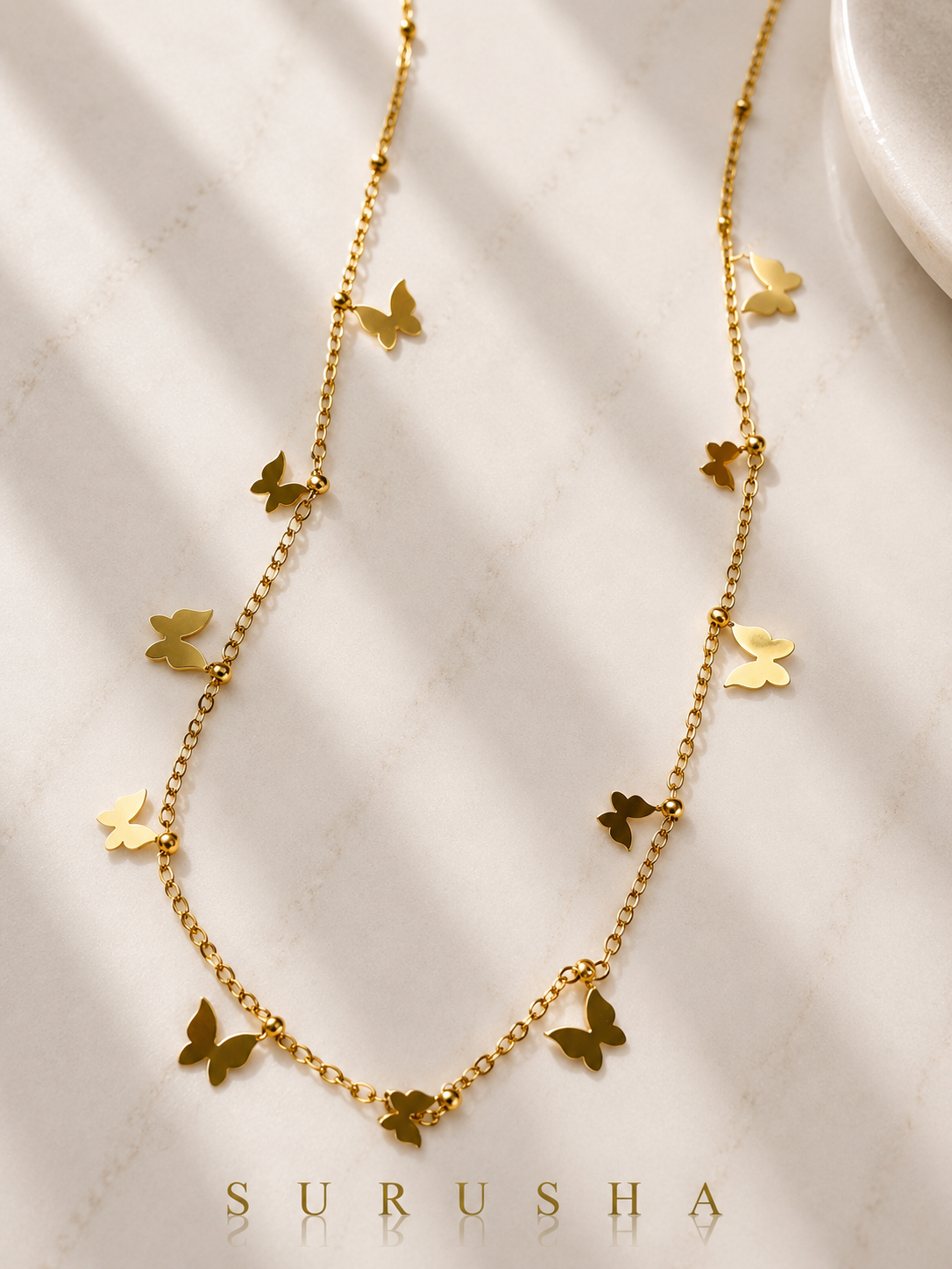 Butterfly Charm Chain Necklace – Gold Finish Fashion Jewellery