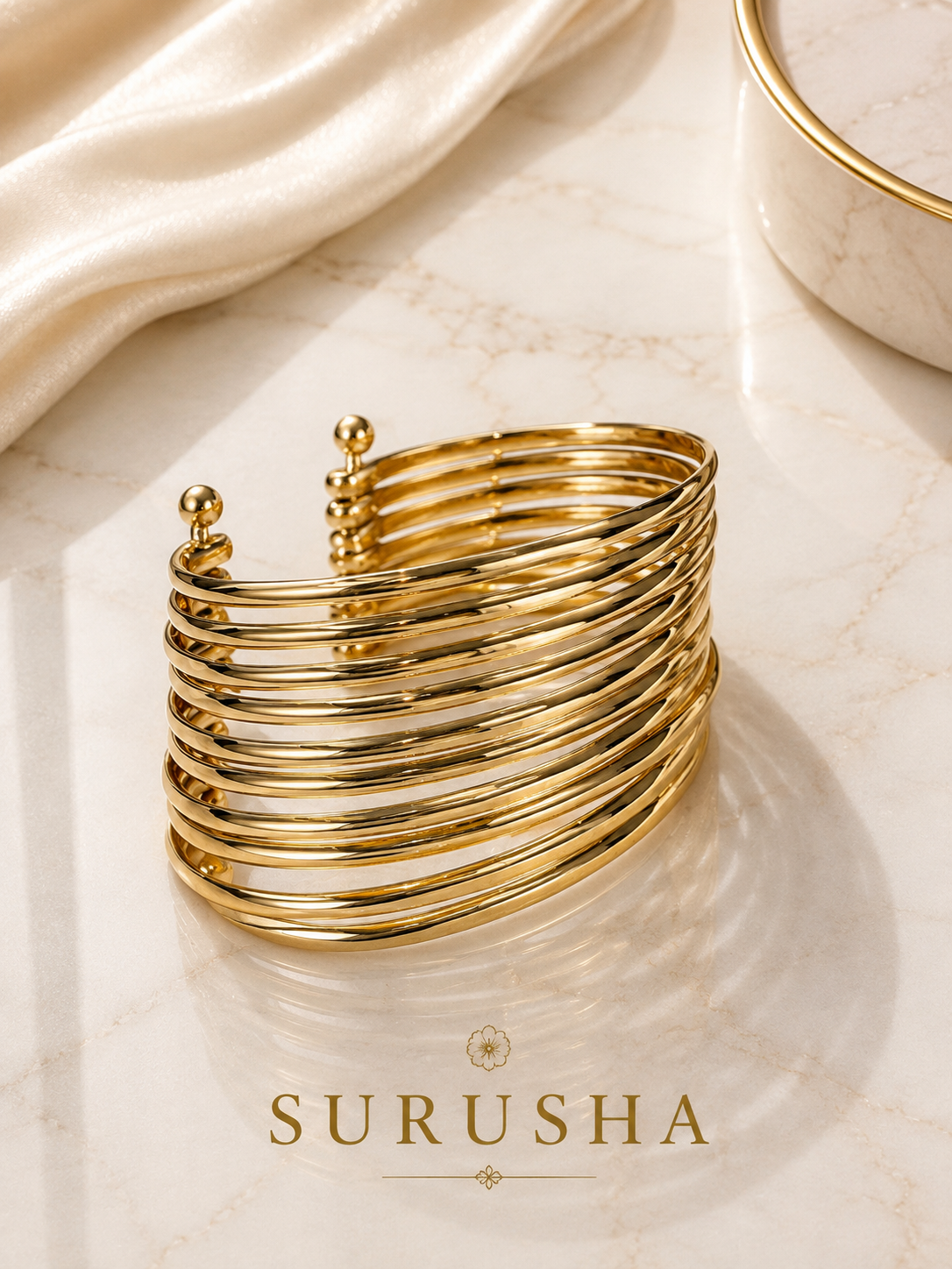 Surusha Multi-Layer Smooth Wire Cuff Bangle