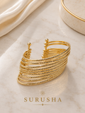 Surusha Multi-Stack Textured Wire Cuff Kada
